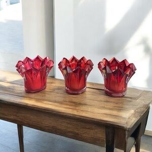 3 Vintage Mikasa Czech Republic
Red Crystal Skyline Single
Votive Holder